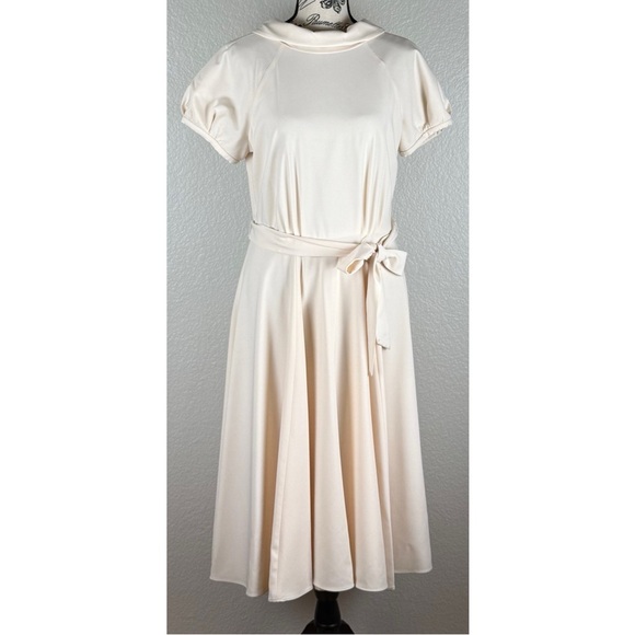 Girl Meets Glam Eleanor Tie Waist Twill Dress Bridal Cocktail Minimalist size 8 - Picture 2 of 11